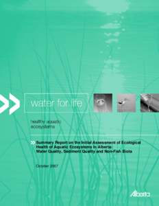 Summary Report on the Initial Assessment of Ecological Health of Aquatic Ecosystems in Alberta: Water Quality, Sediment Quality and Non-Fish Biota October 2007