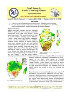 Food Security Early Warning System Agromet Update[removed]Agricultural Season Issue 06