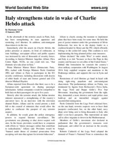 World Socialist Web Site  wsws.org Italy strengthens state in wake of Charlie Hebdo attack