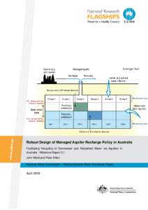 Robust Design of Managed Aquifer Recharge Policy in Australia Facilitating Recycling of Stormwater and Reclaimed Water via Aquifers in Australia - Milestone Report 3.1 John Ward and Peter Dillon National Water Commission