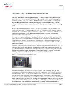 Data Sheet  Cisco uBR7246VXR Universal Broadband Router