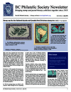 BC Philatelic Society Newsletter Bringing stamp and postal-history collectors together since 1919 The BC Philatelic Society — Always on-line at www.bcphilatelic.org Vol. 63, No. 6 | July 2013