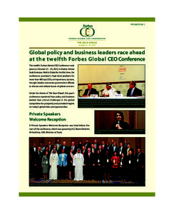 PROMOTION 1  THE RACE AHEAD October 21 – 23, 2012  Global policy and business leaders race ahead