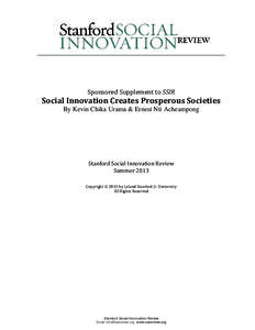 Sponsored Supplement to SSIR  Social Innovation Creates Prosperous Societies By Kevin Chika Urama & Ernest Nti Acheampong  Stanford Social Innovation Review