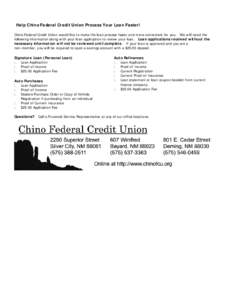 Help Chino Federal Credit Union Process Your Loan Faster