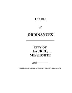 CODE of ORDINANCES _______________ CITY OF