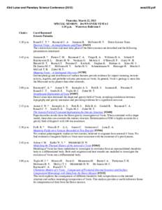 43rd Lunar and Planetary Science Conference[removed]sess552.pdf Thursday, March 22, 2012 SPECIAL SESSION: DAWN OVER VESTA I