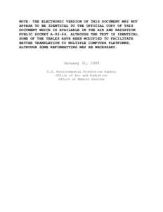 NOTE: THE ELECTRONIC VERSION OF THIS DOCUMENT MAY NOT APPEAR TO BE IDENTICAL TO THE OFFICIAL COPY OF THIS DOCUMENT WHICH IS AVAILABLE IN THE AIR AND RADIATION PUBLIC DOCKET A-92-64, ALTHOUGH THE TEXT IS IDENTICAL. SOME O