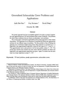 Generalized Submodular Cover Problems and Applications Judit Bar-Ilan  Guy Kortsarz y