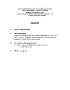 North Chicago School District 187 Independent Authority Executive Session Meeting Agenda - December 17, 2012