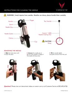 INSTRUCTIONS FOR CLEARING THE NEEDLE  TM WARNING | Avoid injuries from needles. Needles are sharp, please handle them carefully.