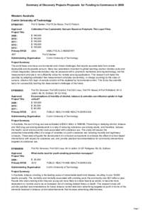 Summary of Discovery Projects Proposals for Funding to Commence inWestern Australia Curtin University of Technology DP0987851