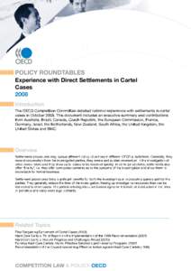 Experience with Direct Settlements in Cartel Cases 2008 Unclassified Organisation de Coopération et de Développement Économiques