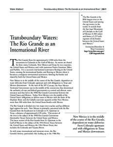 Water Matters!  Transboundary Waters: The Rio Grande as an International River | 26-1 “The Rio Grande is the