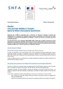 Communiqué de presse  Genlis, le 30 mars 2016 Genlis : une journée dédiée à l’emploi