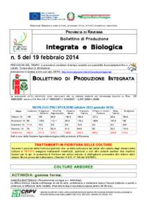 DIREZIONE GENERALE AGRICOLTURA, ECONOMIA ITTICA, ATTIVITÀ FAUNISTICO-VENATORIE  PROVINCIA DI RAVENNA Bollettino di Produzione