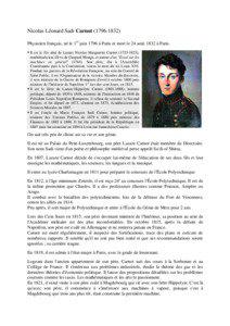 Nicolas Léonard Sadi Carnot[removed]Physicien français, né le 1er juin 1796 à Paris et mort le 24 août 1832 à Paris. • Il est le fils aîné de Lazare Nicolas Marguerite Carnot[removed]),