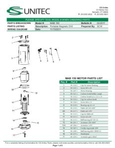 CS Unitec 22 Harbor Ave Norwalk, CT[removed]P: [removed]F[removed]PLEASE SPECIFY TOOL MODEL # WHEN ORDERING PARTS