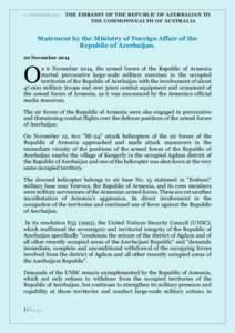 21 NOVEMBERTHE EMBASSY OF THE REPUBLIC OF AZERBAIJAN TO THE COMMONWEALTH OF AUSTRALIA  Statement by the Ministry of Foreign Affair of the