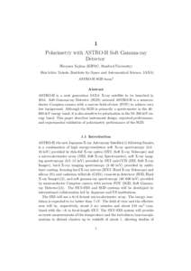 1 Polarimetry with ASTRO-H Soft Gamma-ray Detector Hiroyasu Tajima (KIPAC, Stanford University) Shin’ichiro Takeda (Institute for Space and Astronautical Science, JAXA) ASTRO-H SGD team1