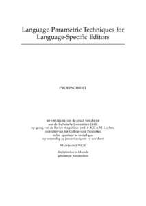 Language-Parametric Techniques for Language-Specific Editors PROEFSCHRIFT  ter verkrijging van de graad van doctor