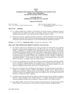 RULES OF TENNESSEE DEPARTMENT OF ENVIRONMENT AND CONSERVATION BUREAU OF ENVIRONMENT DIVISION OF AIR POLLUTION CONTROL CHAPTER[removed]