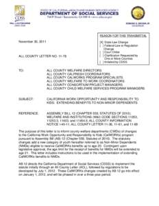 REASON FOR THIS TRANSMITTAL  November 30, 2011 ALL COUNTY LETTER NO[removed]