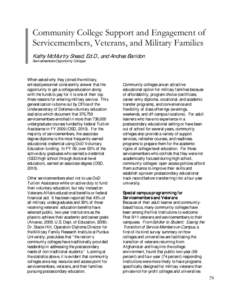 The White House Summit on Community Colleges Conference Papers-Community College Support and Engagement of Servicemembers, Veterans, and Military Families (PDF)