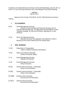A meeting of the State Records Commission will be held Wednesday,  November  15,  2006 at