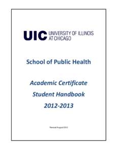 School of Public Health Academic Certificate Student Handbook[removed]Revised August 2012