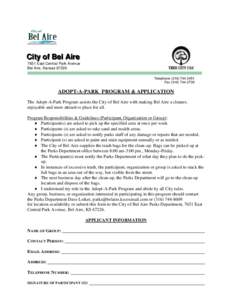 City of Bel Aire 7651 East Central Park Avenue Bel Aire, KansasTelephoneFax