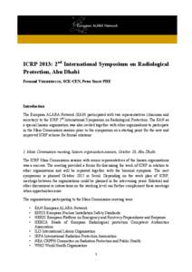   	
   ICRP 2013: 2nd International Symposium on Radiological Protection, Abu Dhabi Fernand VERMEERSCH, SCK•CEN, Peter SHAW PHE