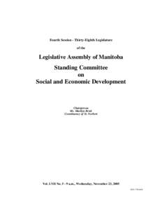 Fourth Session - Thirty-Eighth Legislature of the Legislative Assembly of Manitoba  Standing Committee