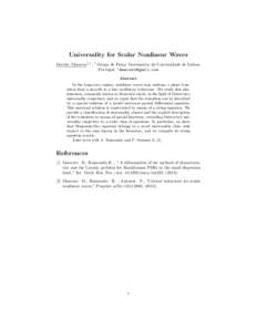 Universality for Scalar Nonlinear Waves Davide, Masoero1,∗ , 1  Grupo de Fisica Matematica da Universidade de Lisboa,