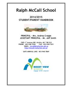 Ralph McCall School[removed]STUDENT/PARENT HANDBOOK PRINCIPAL – Mrs. Andrea Craigie ASSISTANT PRINCIPAL – Mr. Jeff Smith