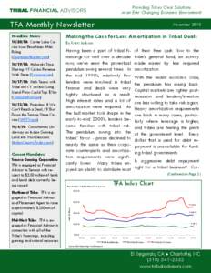 Providing Tribes Clear Solutions in an Ever Changing Economic Environment TFA Monthly Newsletter  November 2010