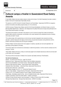 Cultural camps a finalist in Queensland Road Safety Awards
