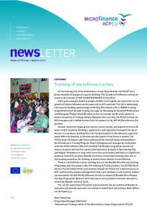 newsLETTER NEWSLETTER #6 | MARCH 2013 EDITORIAL  Training of microfinance actors