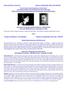 Flier, Events with actress and singer Ruth Levin at Pitt-1