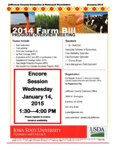 Jefferson County Extension & Outreach Newsletter  Encore Session Wednesday January 14,