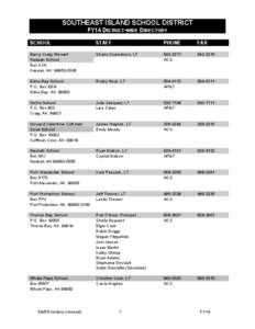 SOUTHEAST ISLAND SCHOOL DISTRICT FY14 DISTRICT-WIDE DIRECTORY SCHOOL STAFF