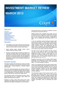 INVESTMENT MARKET REVIEW MARCH 2012 Take me to  reducing disincentives to hire labour on temporary contracts