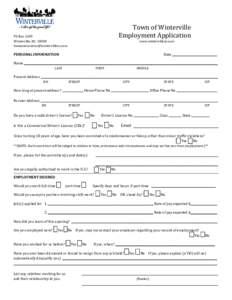 Town of Winterville Employment Application PO Box 1459 Winterville, NC 28590 