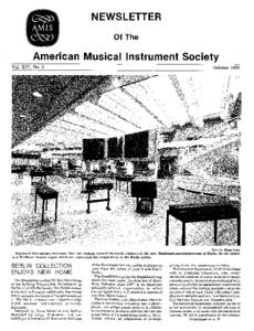 NEWSLETTER Of The American Musical Instrument Society Vol. XIV, No.3