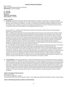 REVENUE ESTIMATING CONFERENCE  Tax: Ad Valorem      Issue:  Homestead Exemption/Denial of Exemption  Bill Number(s):  Proposed Language           Entire Bill 