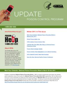 Poison Control Program Update: Winter 2011