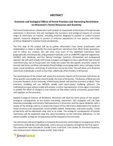 Economic and Ecological Effects of Forest Practices and Harvesting Restrictions on Wisconsin’s Forest Resources and Economy