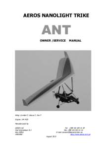 AEROS NANOLIGHT TRIKE  ANT OWNER /SERVICE  MANUAL