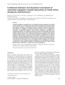 Global Change Biology[removed], 347–368, doi: [removed]j[removed]01495.x  Combined statistical and dynamical assessment of simulated vegetation–rainfall interactions in North Africa during the mid-Holocene* M 