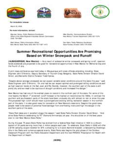 For immediate release: March 20, 2008 For more information, contact: Maureen Haney, Public Relations Coordinator Office of the State Engineer/Interstate Stream Commission[removed]